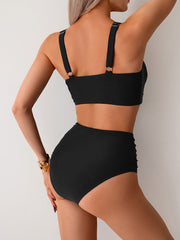 Curvva® Women's High Waisted Bikini Sets Twist Front Two Piece Swimsuit Ruched Tummy Control Bathing Suits