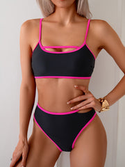 Curvva® Women's Bikini Sets High Waisted Color Block Swimwear Sexy Cut Out Bathing Suit Sporty Two Piece Swimsuits