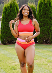 Curvva® Red Colorblock Cut Back Bikini Set