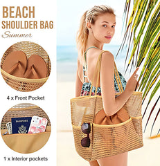 Curvva® Women's Swimming Beach Bag Portable One Shoulder Storage Bag Crossbody Bag Versatile Mesh Bag