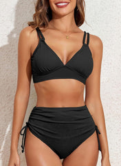 Curvva® Women's Bikini Sets Two Piece Swimsuit V Neck High Waisted Ruched Tummy Control Bathing Suit
