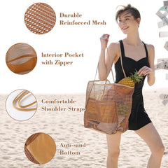 Curvva® Women's Swimming Beach Bag Portable One Shoulder Storage Bag Crossbody Bag Versatile Mesh Bag