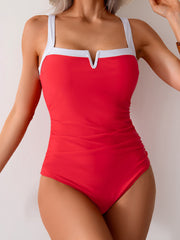 Curvva® Women's One Piece Swimsuits Color Block Slimming Tummy Control Bathing Suit V Vired Full Coverage Swimwear