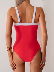 Curvva® Women's One Piece Swimsuits Color Block Slimming Tummy Control Bathing Suit V Vired Full Coverage Swimwear