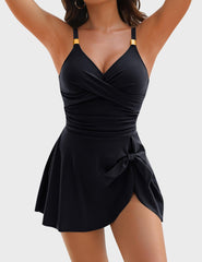 Curvva® Knot Detail Skirted One-Piece Swimsuit