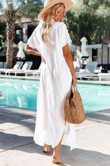 Curvva® White Solid Color Long Sun-proof Cardigan Cover Up