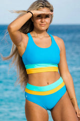 Curvva® Sky Blue Colorblock Cut Back Bikini Set