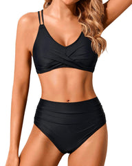 Curvva® Women High Waisted Bikini Set Two Piece Swimsuits Push up Wrap Swim Suits Top Tummy Control Bathing Suit