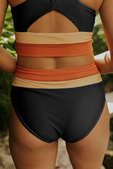 Curvva® Black Colorblock Cut Back Bikini Set