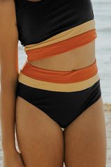 Curvva® Black Colorblock Cut Back Bikini Set